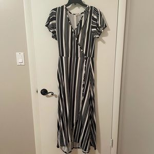 Black & white striped maxi dress